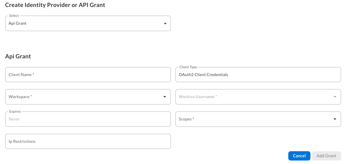 Create API Grant